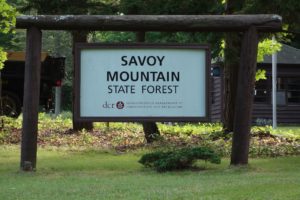 Sign at the park entrance, a few miles off Route 2 (Mohawk Trail)